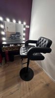 Bar stool black buttoned tufted seat adjustable height