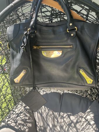 Balenciaga City metal plate flat Bag