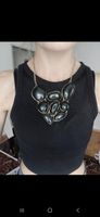 Statementkette schwarz Steine Gold Kette guter Zustand