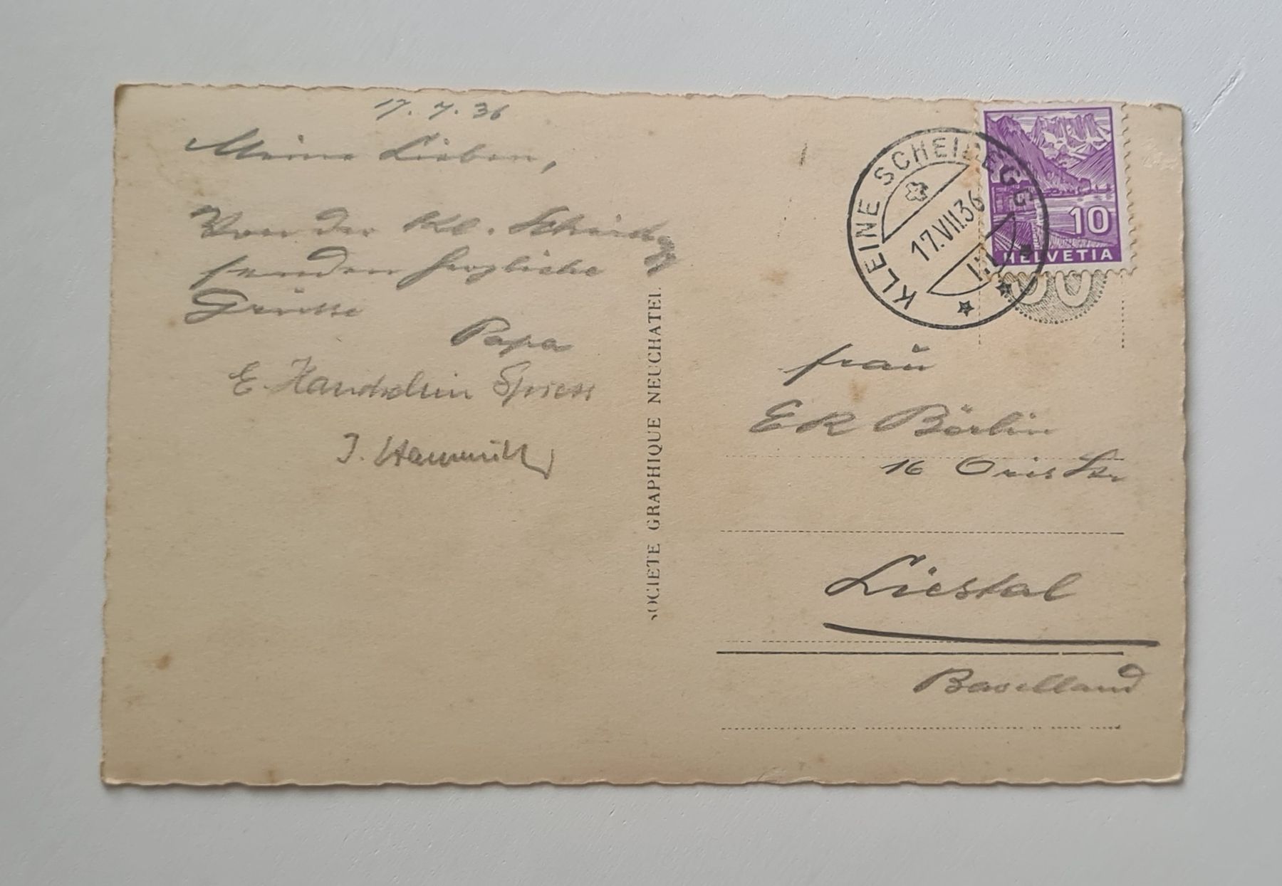 Cartoline postali: Kleine Scheidegg mit Eiger und Mönch 1936 – Usato da Ebikon venduto da Donar50 2