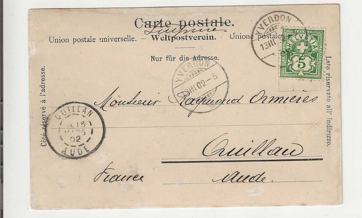 Cartoline postali: Luins, 1902 – Usato da Spiez venduto da Niesen20 1