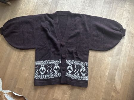 Strickjacke mit Muster und Puffärmeln vintage, 40