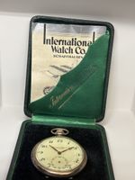 Montre IWC argent 1910-1935 avec boîte et papier. 