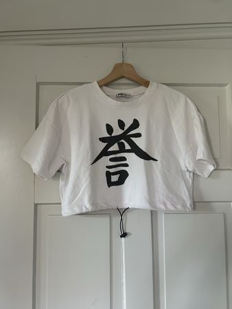 FB Sister Crop-Shirt Weiss Gr. S mit Flecken