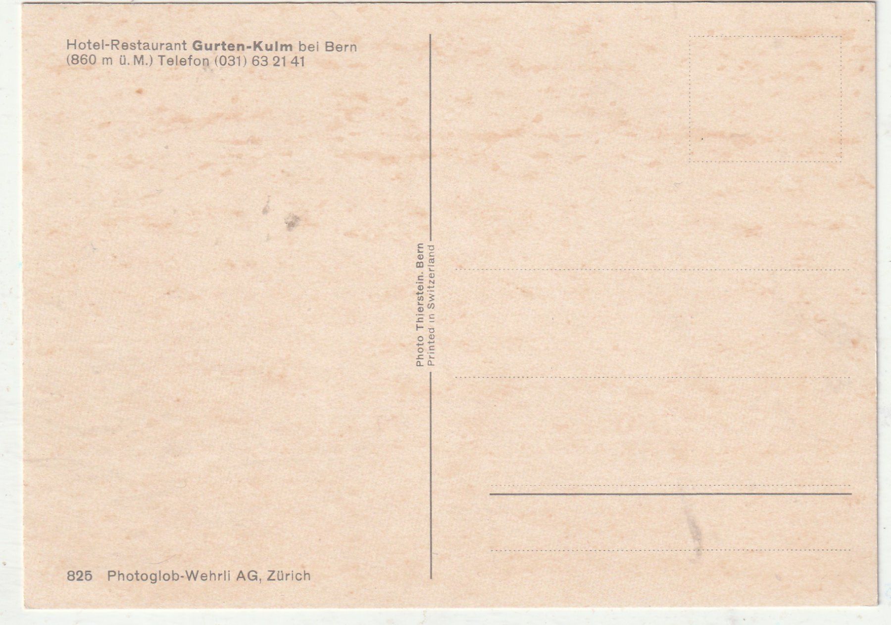 Cartoline postali: Hotel Gurten Kulm bern – Usato da Lumbrein venduto da made02 1