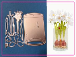 Vase mit Blumen / Blumenzwiebeln  - Stanzschablonen