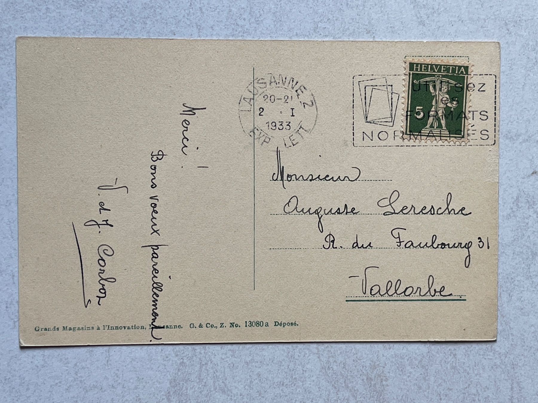Cartes postales: Lausanne, La Cathédrale, 1933, – D'occasion à Strengelbach par Aschatan5 1