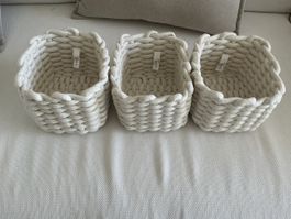 3 Aufbewahrungskörbe Baumwollseil geflochten weiss 