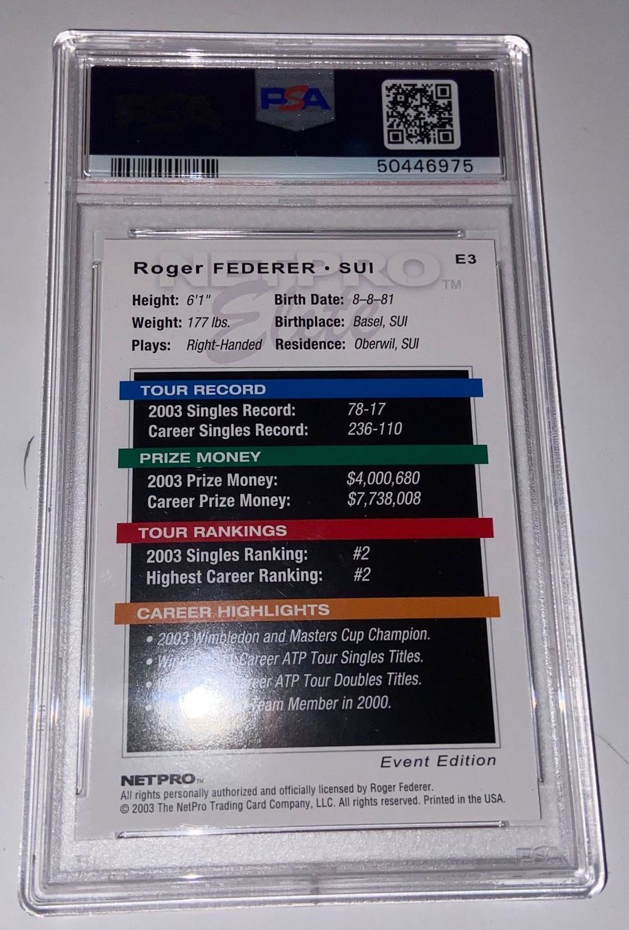 Sammelbilder & Trading cards: Netpro Elite Federer 2003 – Neu und originalverpackt aus Treyvaux von goali1fcea 1