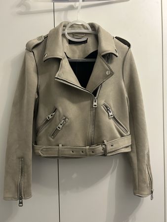 Bikerjacke Zara Basic Wildlederoptik beige Grösse M