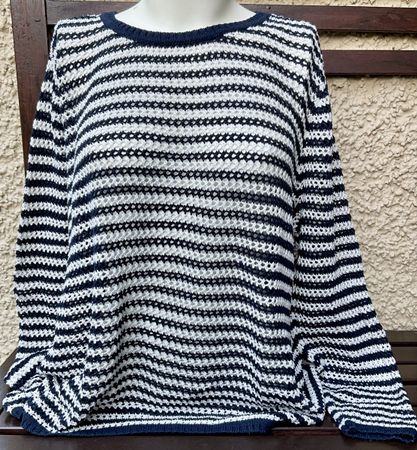 Luftiger Häkel-Strickpulli, gestreiftes Lochmuster, Gr.48/50