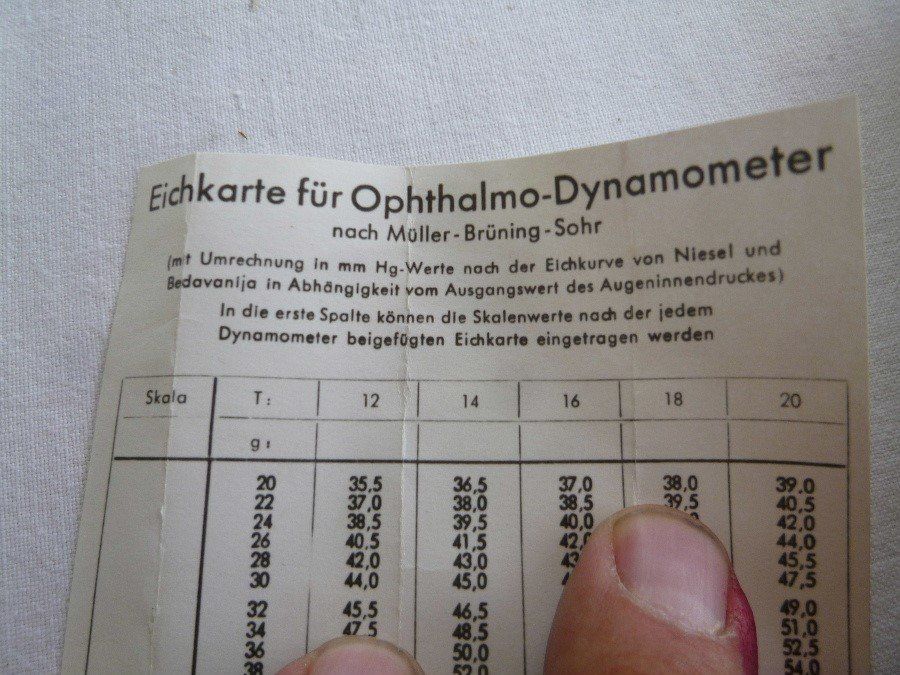 Attrezzature mediche: Eichkarte Carl Zeis Jena Ophtholmo Dynamometer H.K.Muller – Usato da Luzern venduto da antikdesign2552 2