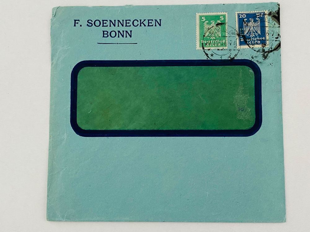 Perfin 2x Brief F. Sonnecken Bonn Lochung FS Deutsches Reich (Gebraucht ...