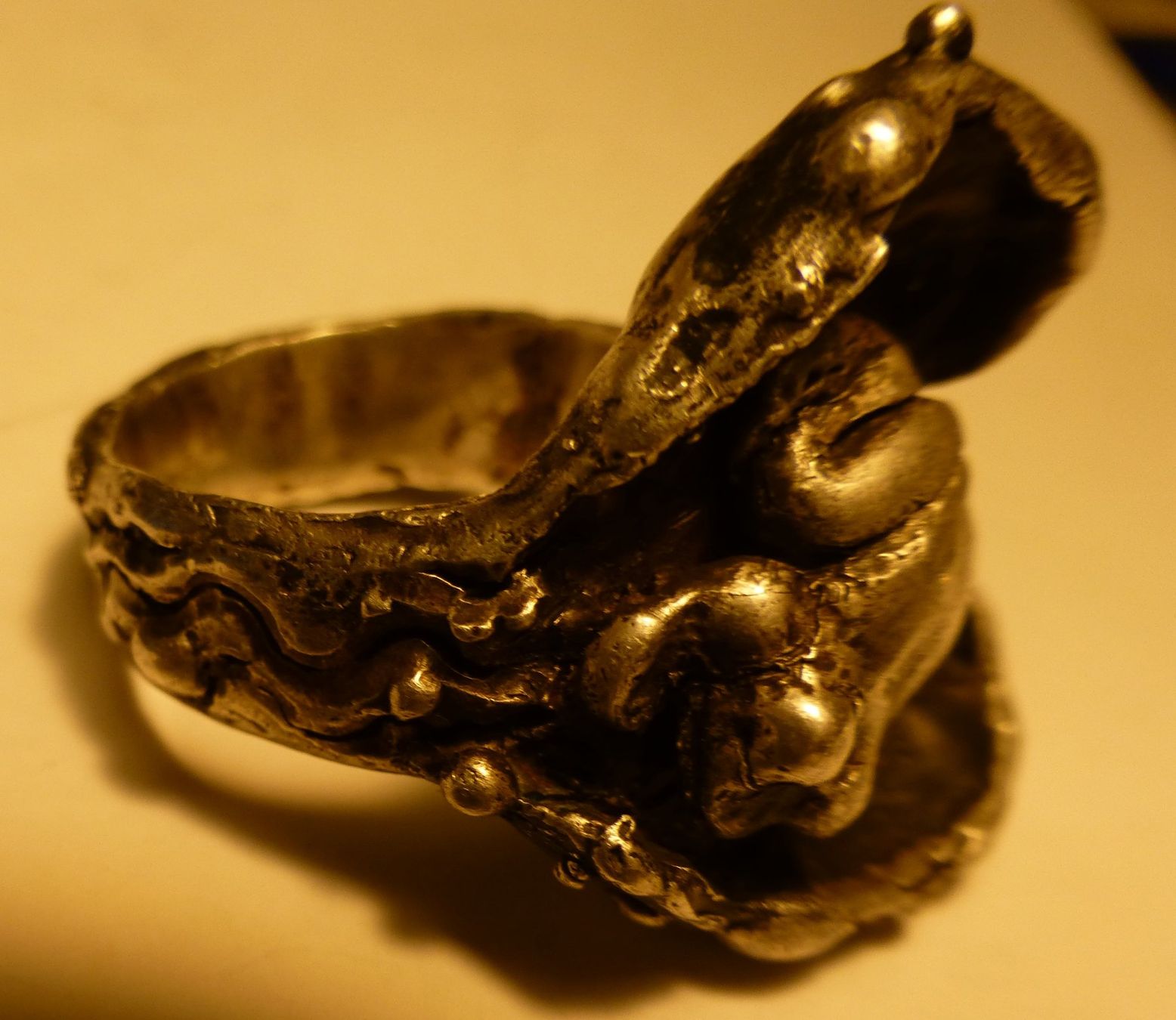 Anelli: SEHR ALTER ANTIKER SILBER RING--3,2 CM LANG – Usato da Zürich venduto da tritonis 6