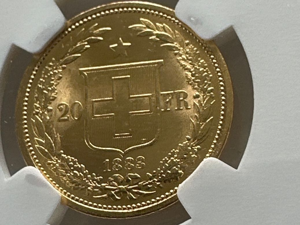 Alle Münzen: 1883 Helvetia G20F MS62 stgl – Gebraucht aus Erlach von gubbe1 4