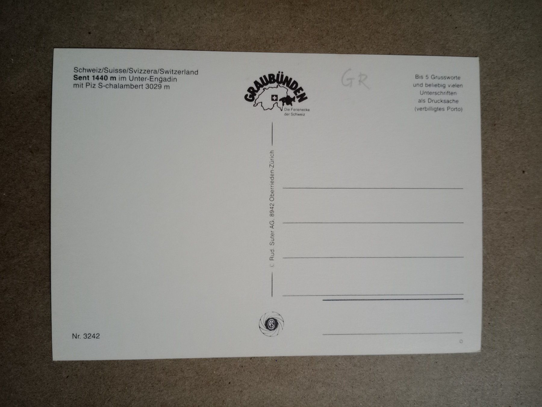 Cartoline postali: AK Sent Unter--Engadin mit Piz S-chalambert – Usato da Küttigen venduto da Melisch1000 1