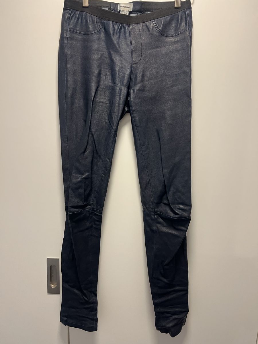 Helmut Lang Pantaloni: Helmut Lang dark blue leather trousers, size 4 – Usato da Zürich venduto da son_f7qw
