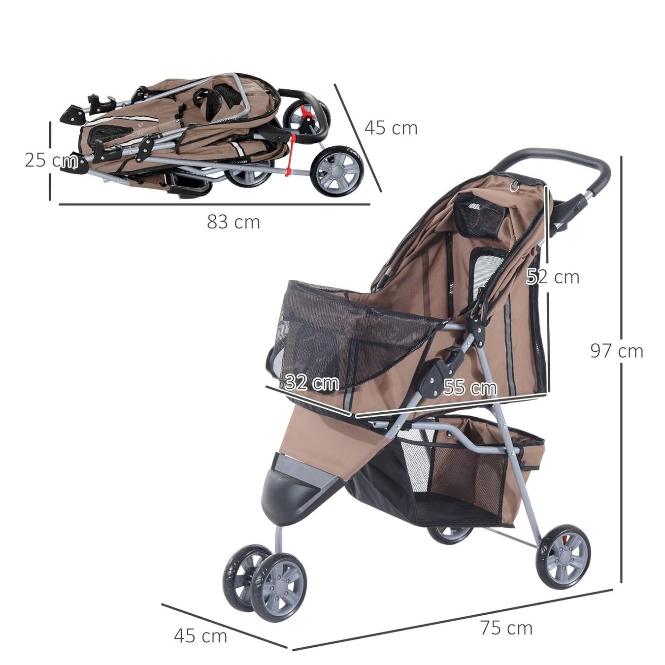 Käfige, Transport & Sicherheit: PawHut Hundewagen Kaffeebraun – Neu und originalverpackt aus Bottighofen von zaap 2