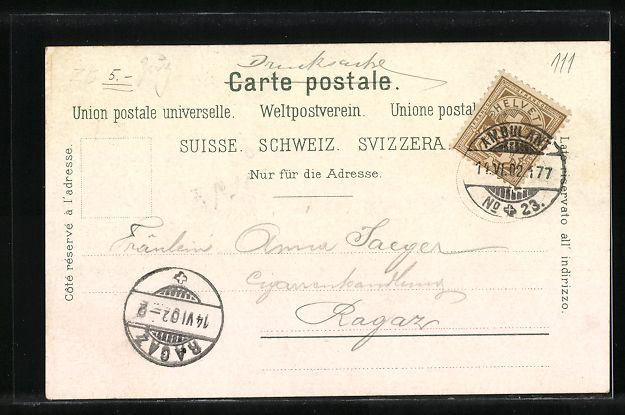 Cartes postales: AK Zug, Teilansicht der Ortschaft, 1902 – D'occasion à Berlin par bartko-reher 1
