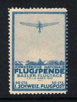 1913 Flugpost Basel Vorläufer II, mit Gumi und Falz *