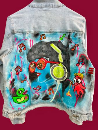 Unikat Jeans Jacke Hand bemalt Grösse M