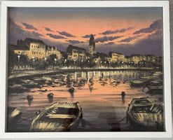 Hafen von Split im Abendlicht - stimmungsvolles Oelgemälde