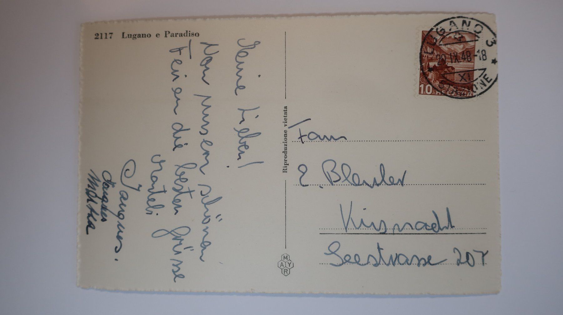 Cartes postales: Lugano e Paradiso  1948 – D'occasion à Cormoret par Pascalll2001 2