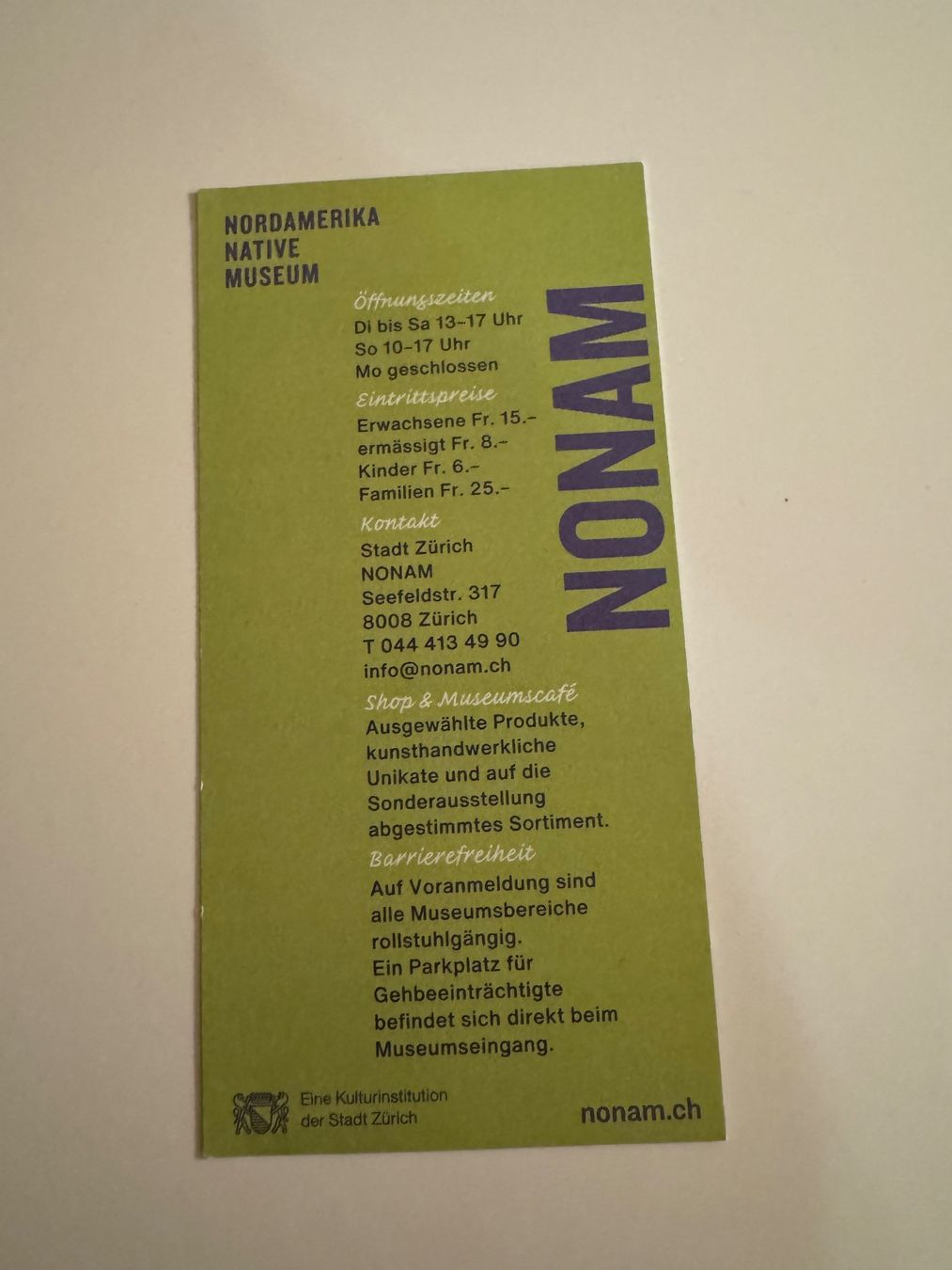 Cartoline: NONAM Museum Gratis Eintritt – Nuovo e nell'imballaggio originale da Zürich venduto da liv_fm26 1