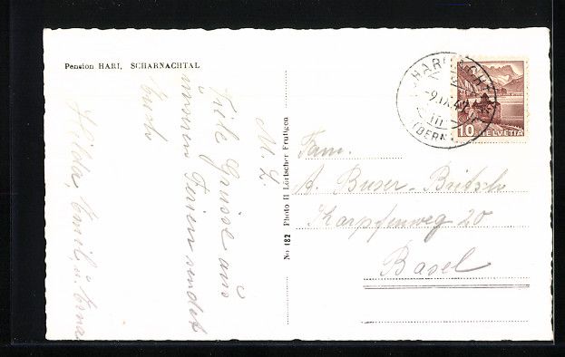 Ansichtskarten: AK Scharnachtal, Pension Hari, 1947 – Gebraucht aus Berlin von bartko-reher 1