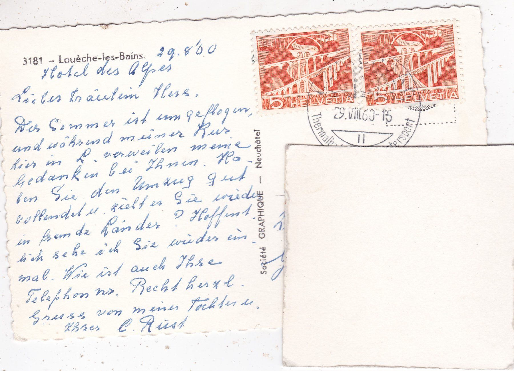Cartoline postali: Louèche-les-Bains Leukerbad 1960 – Usato da Herisau venduto da Lisegrat2008 1