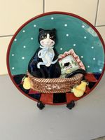 Cute Cat 3D Wall Plate for Fall Decor - Hand-Painted