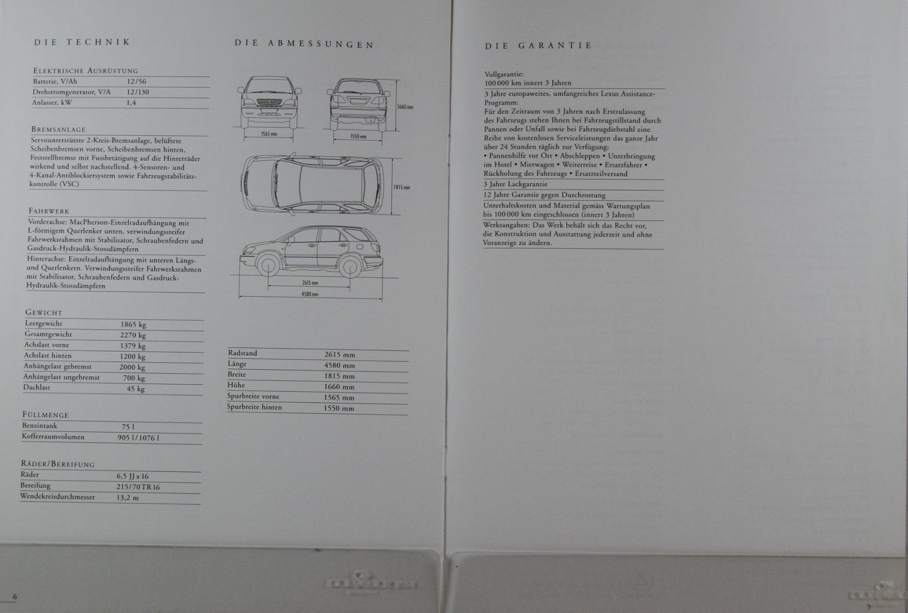 Lexus Documents: PREISE- & TECHNIKLISTE | LEXUS - RX300  | AB 01.2001 - DE – D'occasion à Unterägeri par Isha04 3