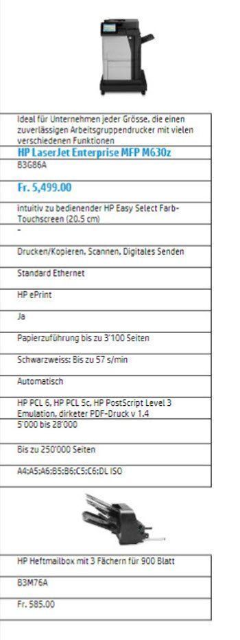 Hewlett Packard Drucker: HP LaserJet Enterprise Flow M630z Top A4 Multifunktionsgerät – Gebraucht aus Glattbrugg von copytron 9
