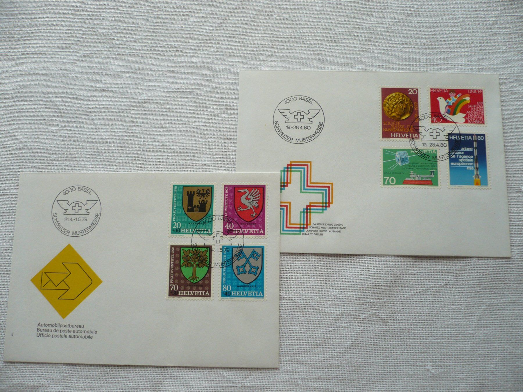 Tutti i francobolli: 1979 / 80 2 Belege MUBA – Usato da Zürich venduto da saltandpepper008