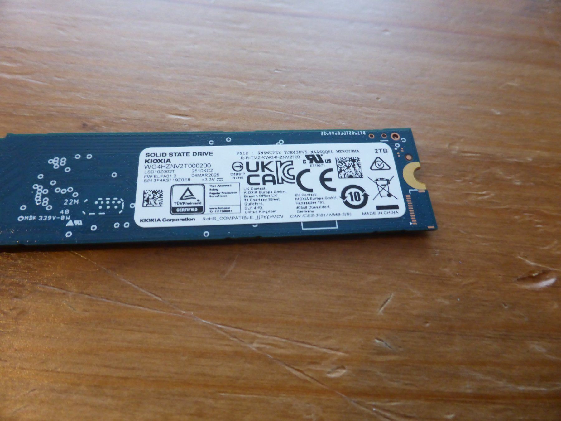 Western Digital Harddisks: Kioxia 80mm 2280 2TB SSD Neu – Neu (gemäss Beschreibung) aus Bertschikon (Gossau, ZH) von SJLPHI 1