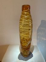 Grosse Murano-Vase bernsteinfarben Spaghetti