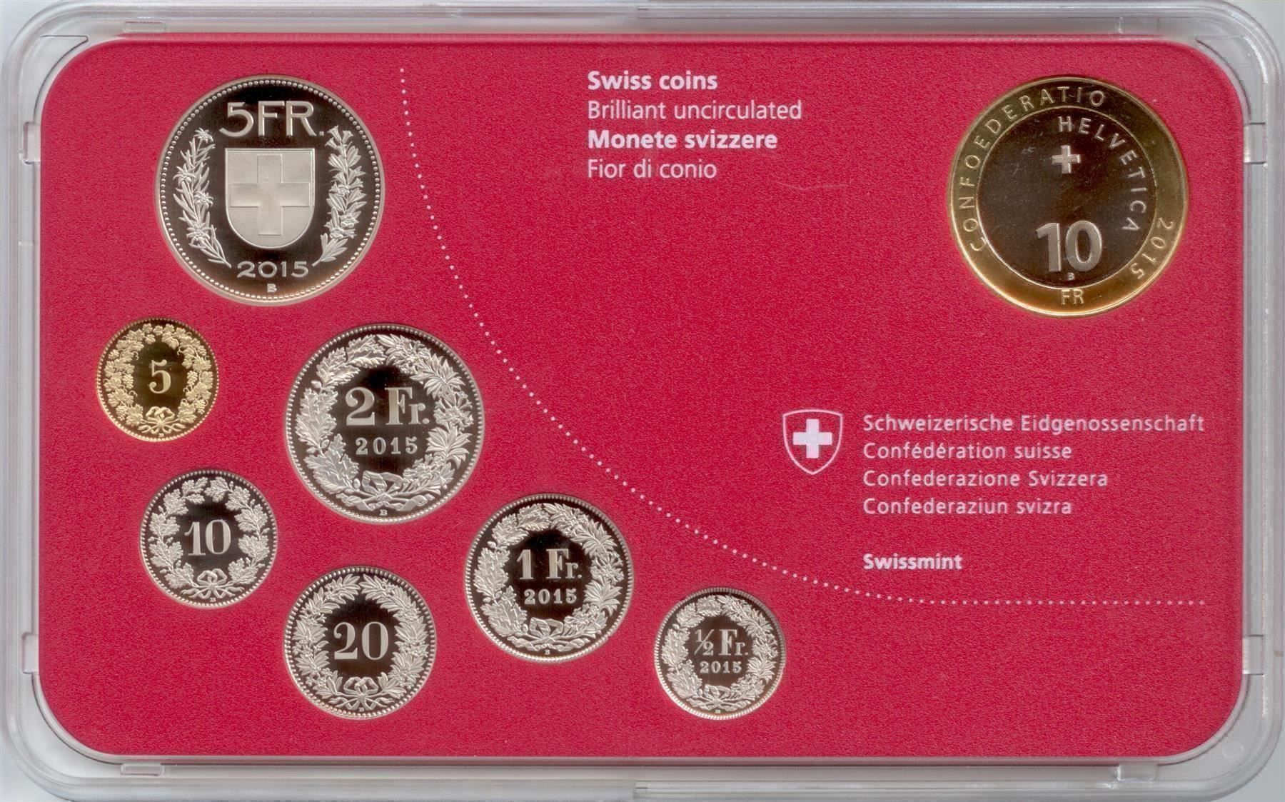 Alle Münzen: Schweizer Münzsatz 2015 stgl – Neu und originalverpackt aus Eggersriet von stamp303 2