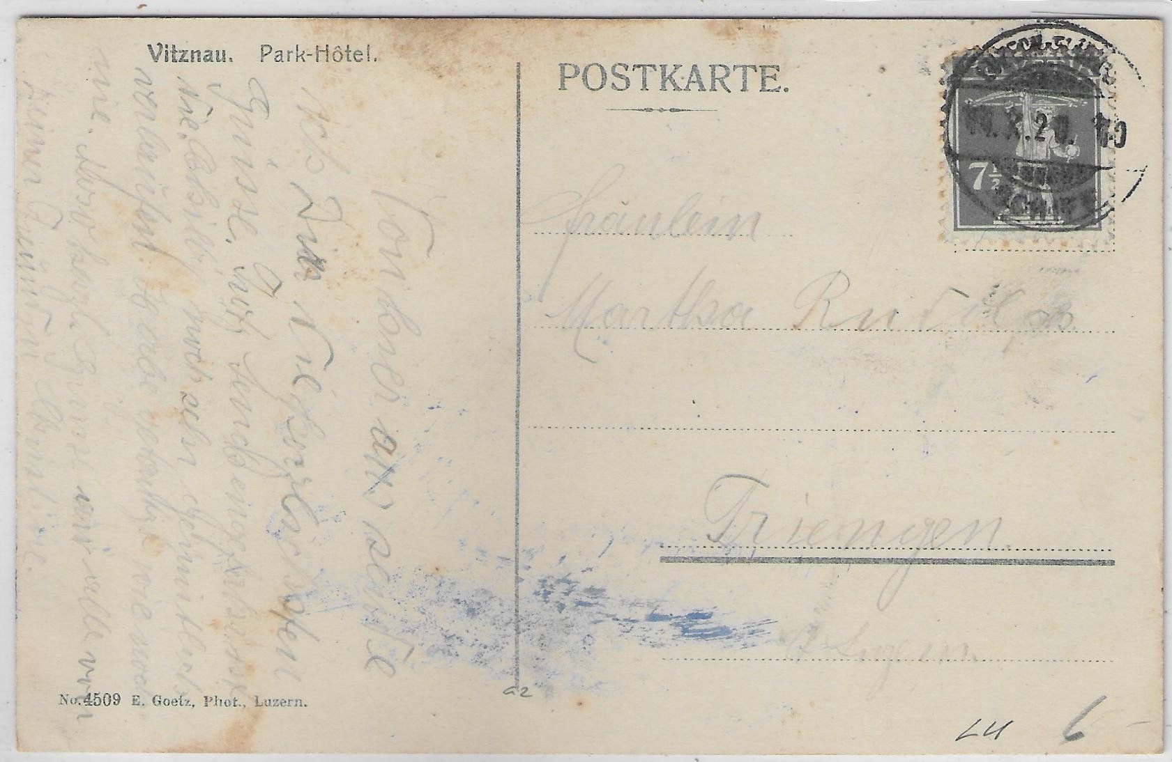 Cartoline postali: Vitznau - Park Hotel im Frühling - Litho – Usato da Ettingen venduto da Kartenplanet 1