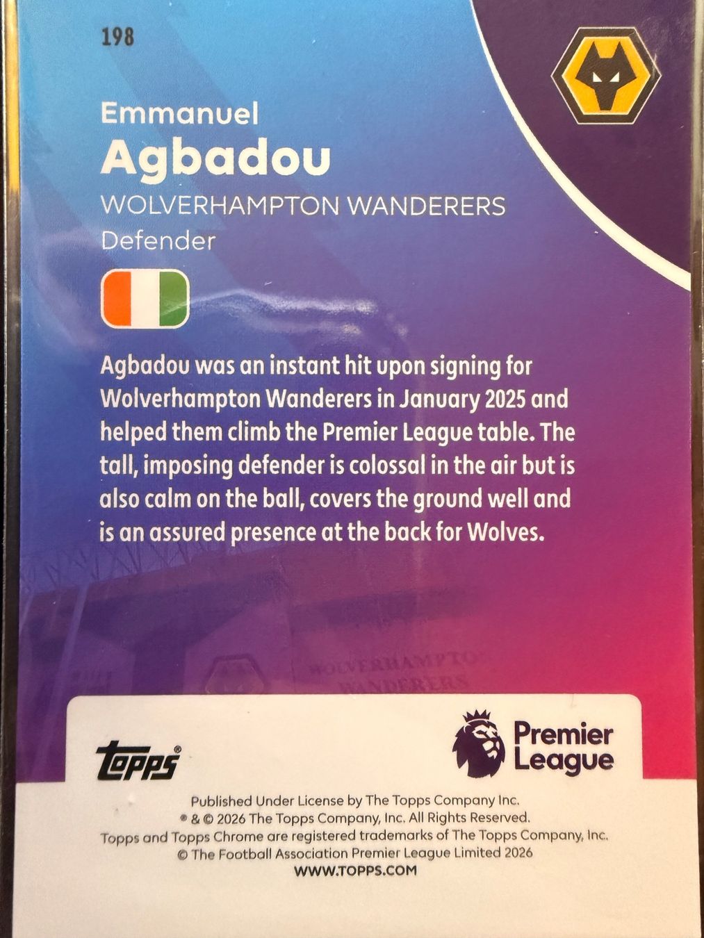 Topps Carte collezionabili: Topps Chrome PL 25/26 - Agbadou - Wolves - numbered /199 – Nuovo (secondo la descrizione) da Cheyres venduto da KeK04 1