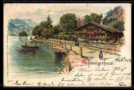Litho Brienz, Schweizerhaus am Wasser