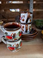 Schramberg Keramik Tassen-Set, Vintage Look, Handbemalt!
