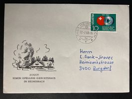 Schweiz 1968 Heimisbach Simon Gfeller Sonderbrief VOV