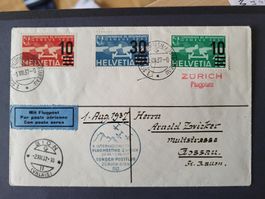 1937, Flugpost Brief nach Gossau - Sonder-Postflug