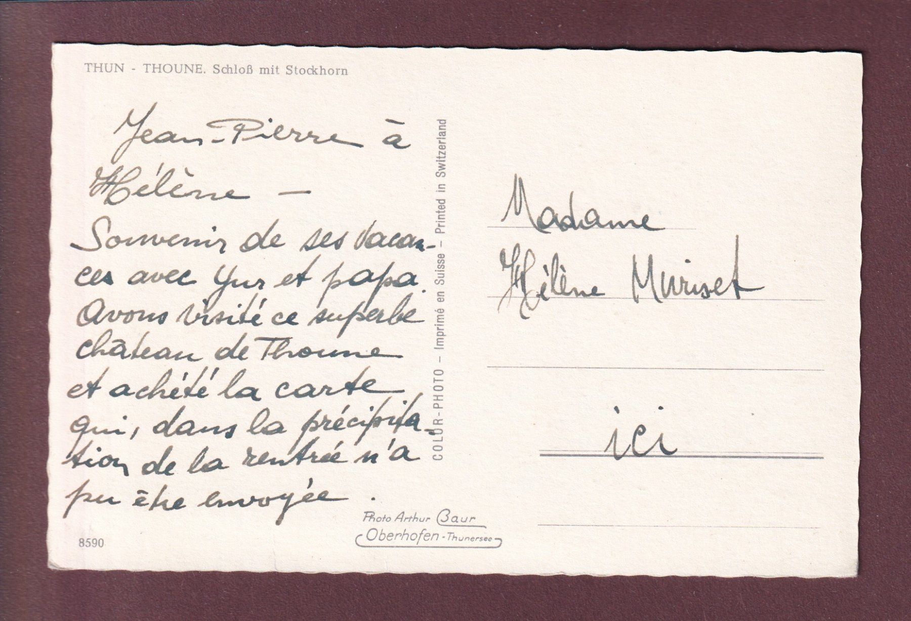 Cartoline postali: THUN - Schloss – Usato da Pully venduto da nicecards 1