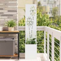 vidaXL Garten Sichtschutz-Leinwand Floral Weiß 32 x 140 cm