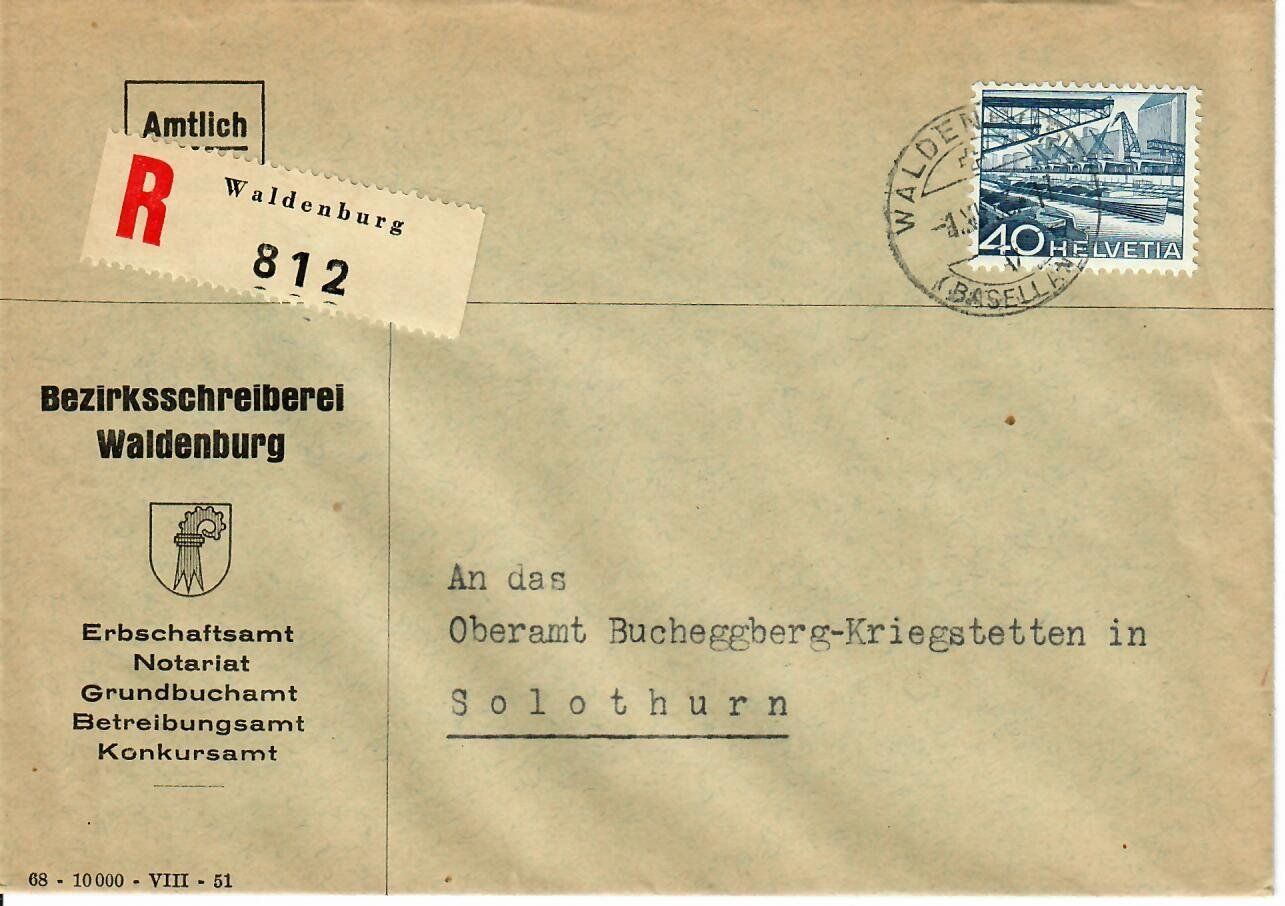 Tutti i francobolli: R - Brief Waldenburg  1953 – Usato da Hochdorf venduto da Ziegel-16