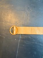 Ceinture en cuir naturel  boucle ronde vintage