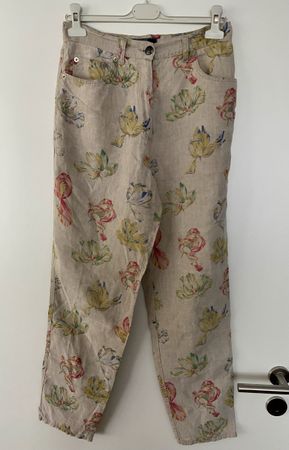 WEEKEND by Max Mara Pantalon en lin floral taille 42 vintage