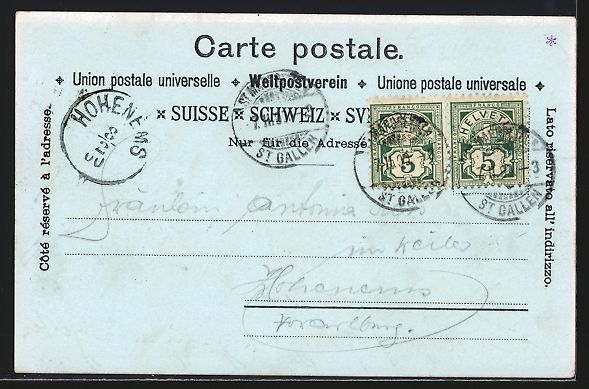 Cartoline postali: Mondschein-Lithographie St. Gallen, Ansi – Usato da Berlin venduto da bartko-reher 1
