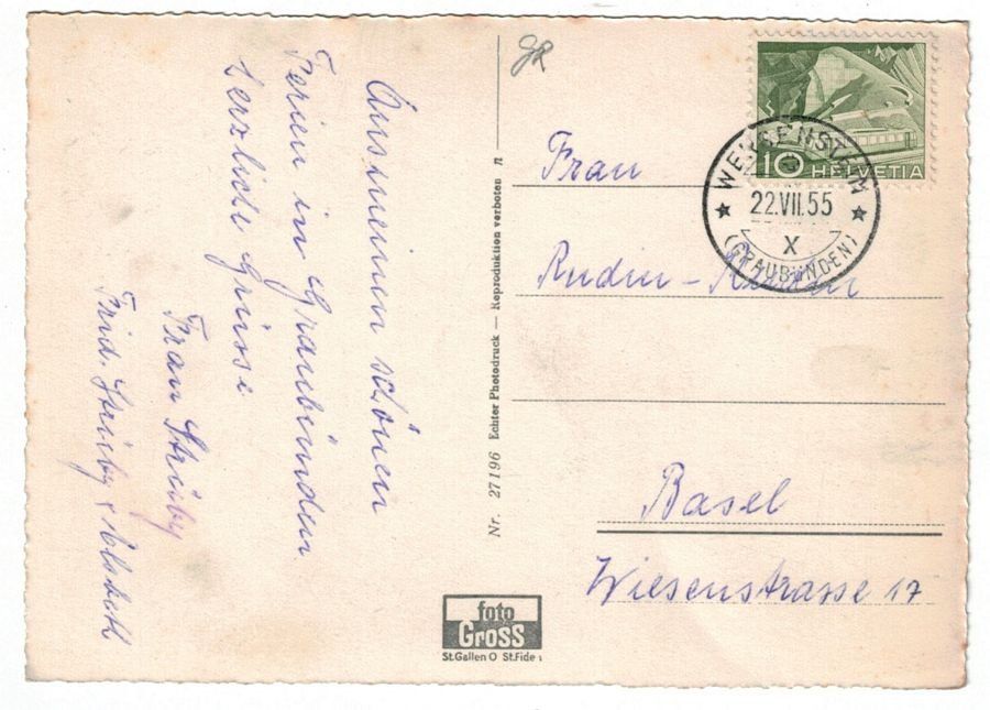 Cartoline postali: Wergenstein, gelaufen 1955 – Usato da Frauenfeld venduto da POML 1